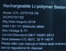 Utl-3370152-2s 7.6V 4-celdas baterías para rtdpart portátiles